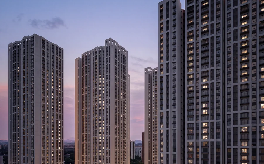 Brigade Belvedere towers at dusk